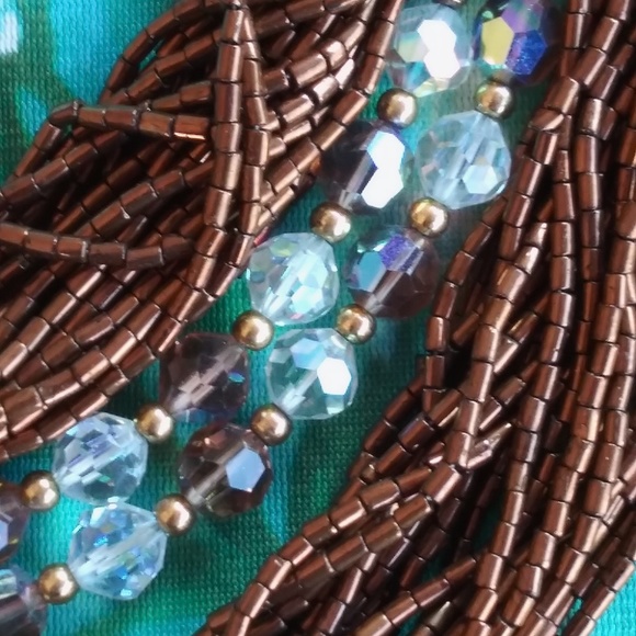 1950s Copper Crystal Multi Strand Necklace - Picture 7 of 9